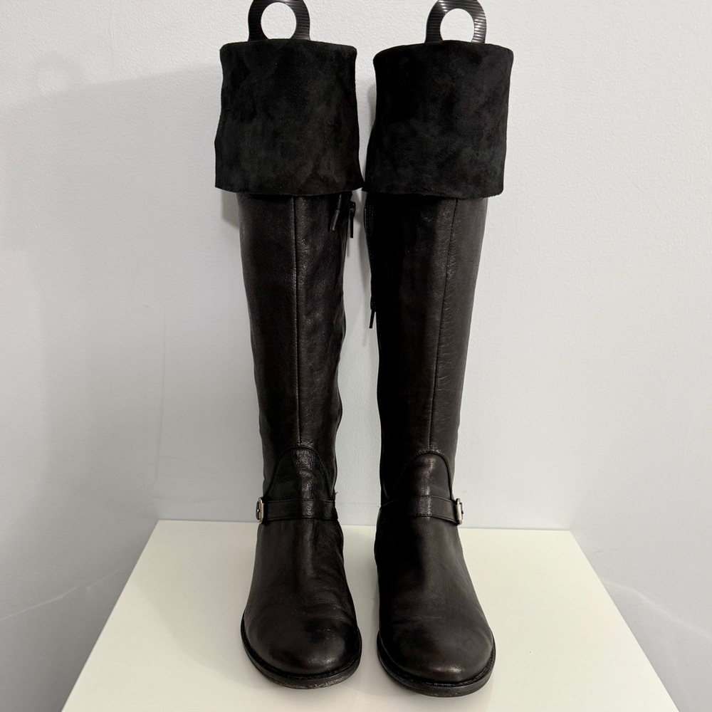 Me Too Black Leather Over the Knee Boots
